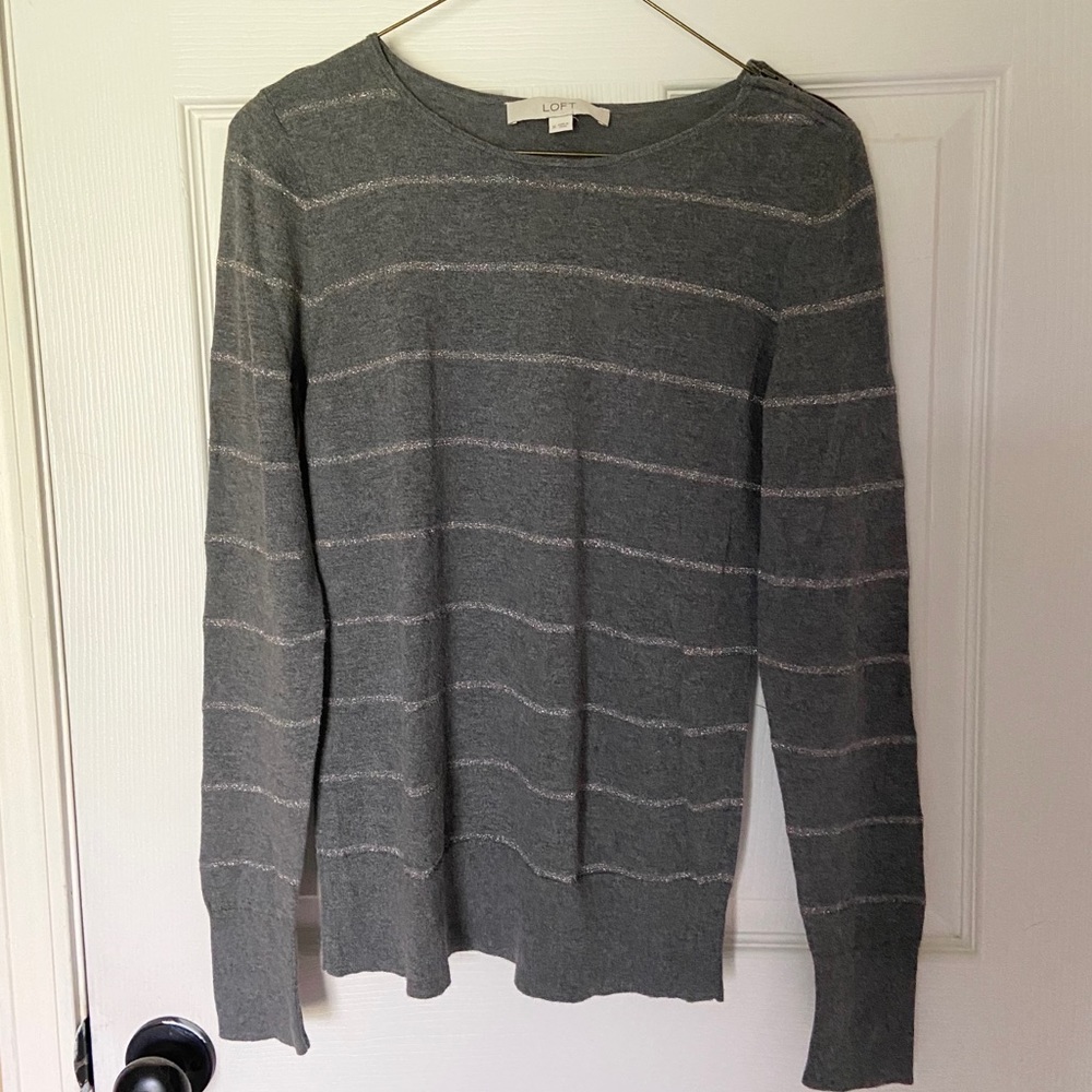 LOFT Metallic Striped Sweater
